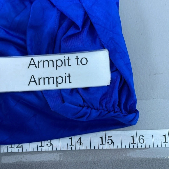 Aidan Maddox Dress Women's 6 Blue Bodycon Short Sleeve Scoop Neck Knee Length - Picture 14 of 17